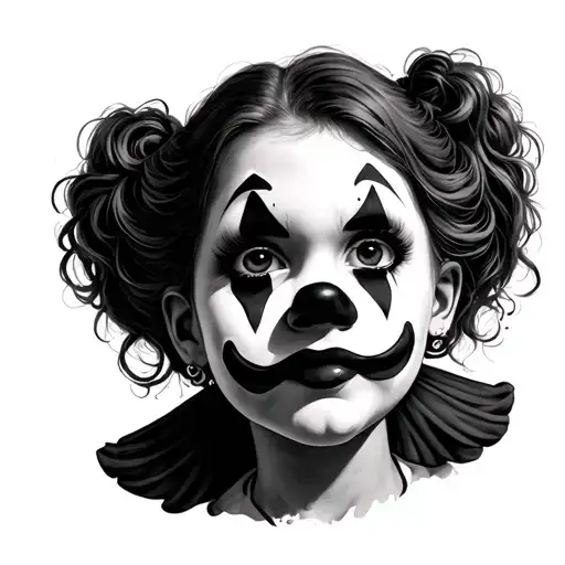 Cartoon Cute Clown Girl Face Covering Ears