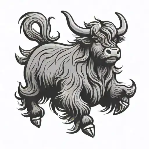 Cartoon Highland Cow Jumping