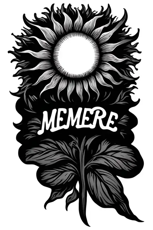 Sun With The Words Memere In Cursive Writing