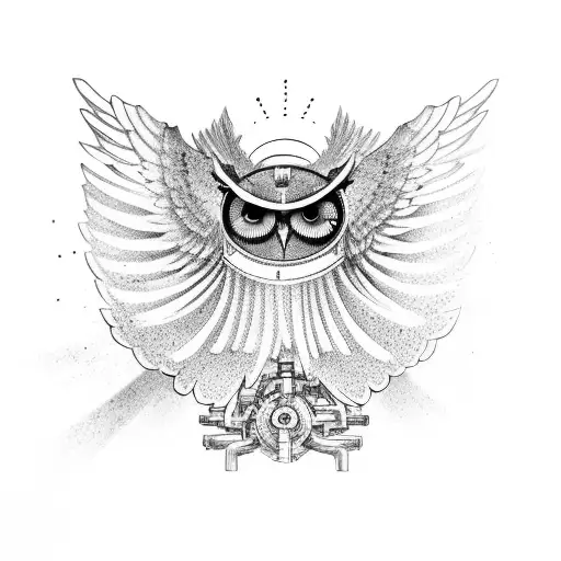 Mechanical Owl Flying With Wings Spread