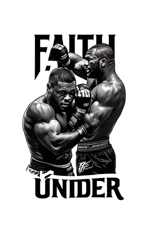 Jon Jones And Daniel Cormier Fighting With The Words Faith Under It In Biblical Font