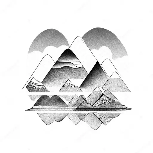 A Majestic Mountain Range Reflected In Calm Water With A Wooden Canoe Floating Peacefully