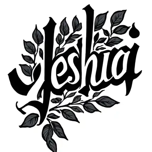 The Name Yeshua Written In Calligraphy Font With A Vine Below The Name