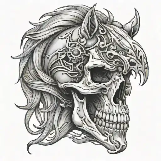 Skull Horse Head 3D