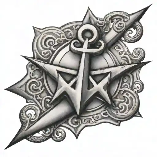 Anchor In A Five-pointed Star