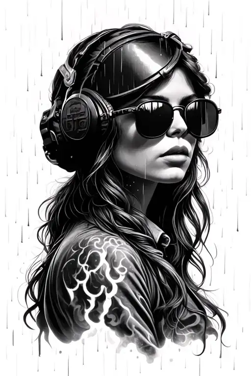 Woman In Aviators London England Rainy Thundery Clouds