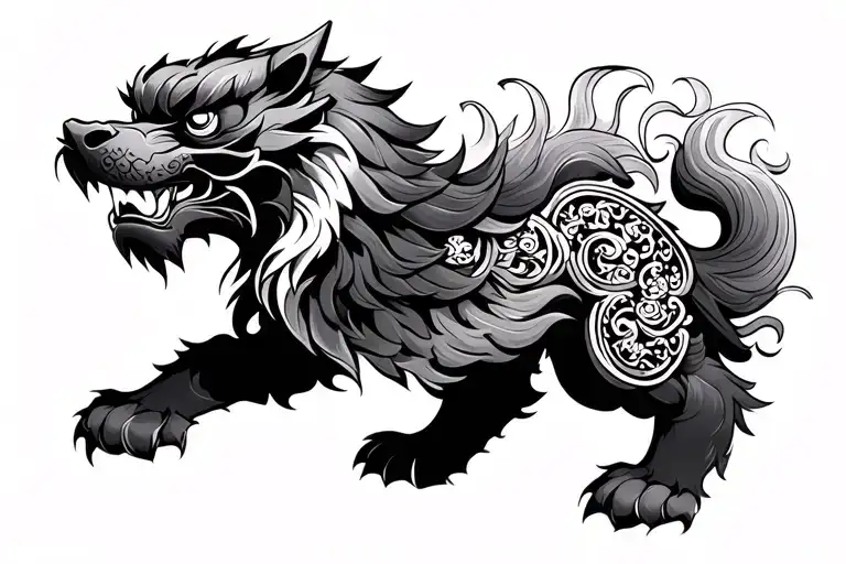 Foo Dog Japanese Temple And Samurai