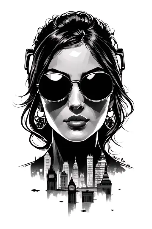 A Silhouette Of A Woman In Aviators Against The London Skyline