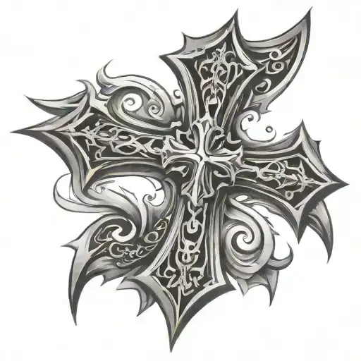 Abstract Gothic Cross Arm Tattoo Design