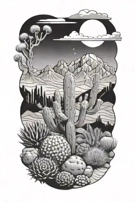Desert Landscape Filled With Cacti