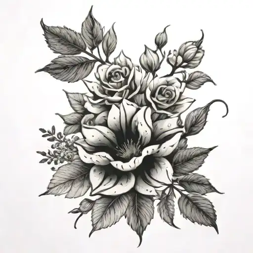 Beautiful Flowers And Plant Branches