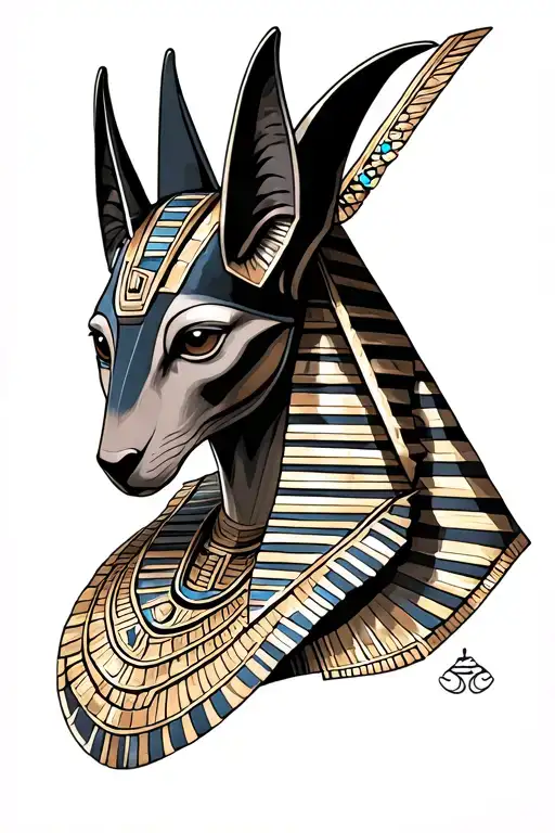 Anubis With Scales And Egyptian Background Realistic