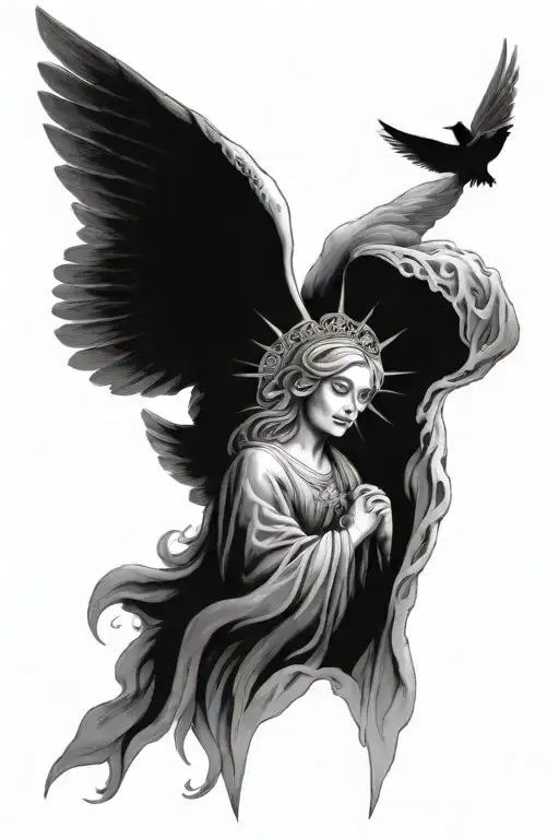 Holy Mother Half Sleeve Tattoo Design