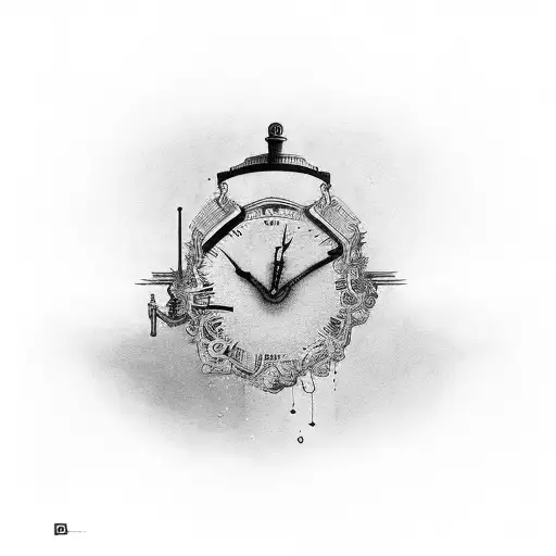 Half Clock With Shading And Time Never Lies Lettering