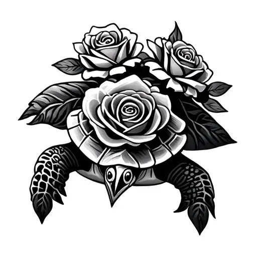 Tribal Turtle With Roses