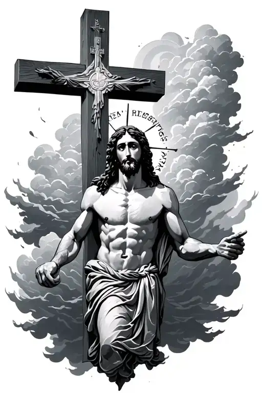 Jesus And The Cross With Clouds Surrounding