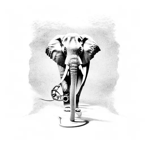 Elephant Points North With Its Hose In Compass