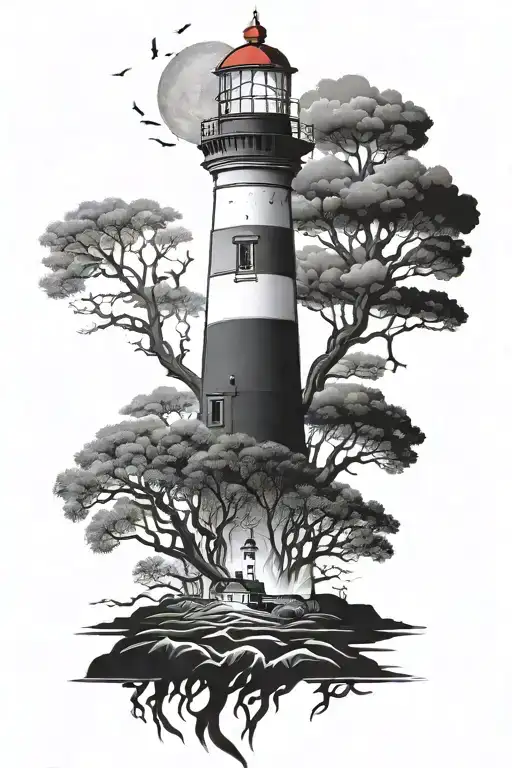 Lighthouse With Roots Reaching Deep