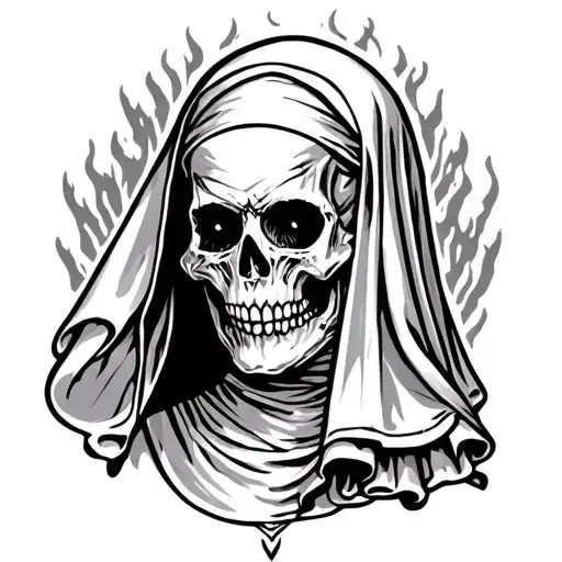 Spooky Evil Nun Skull