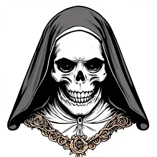 Spooky Evil Nun Skull