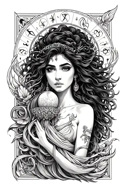 Black Woman Aquarius Zodiac Sign Intertwined