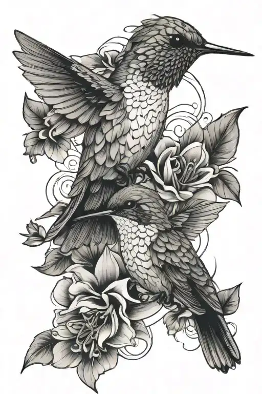 Hummingbird And Flower