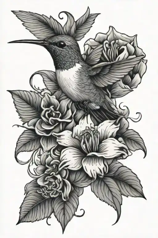 Hummingbird And Flower