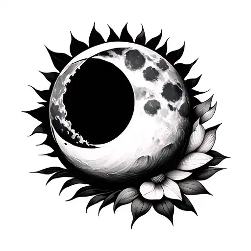 Creascent Moon With Lotus Flower