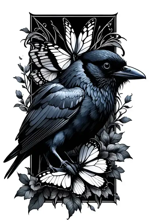 Crow And Butterfly Peice Gothic