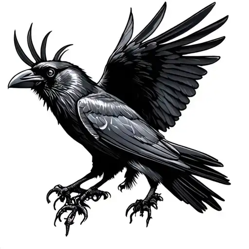 Crow Landing Raven Snatching