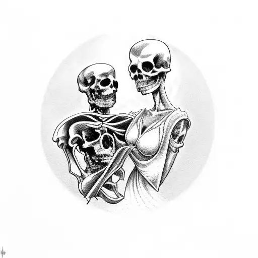 Death And Lady With Hourglass