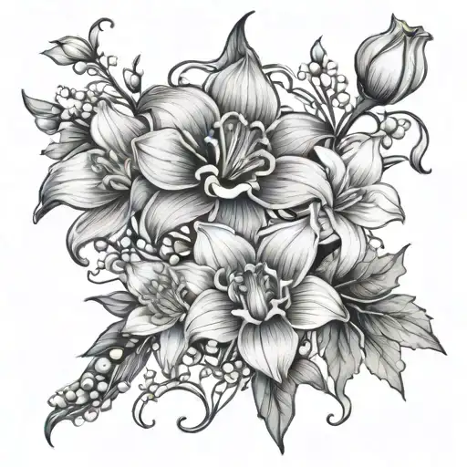 Daffodil And Lily Of Valley Symmetrical Pattern Inspired