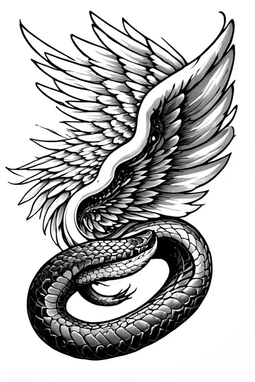 Wing On Trap To Geometric Pattern On Bicep Area To A Wrap Around Snake On Forearm