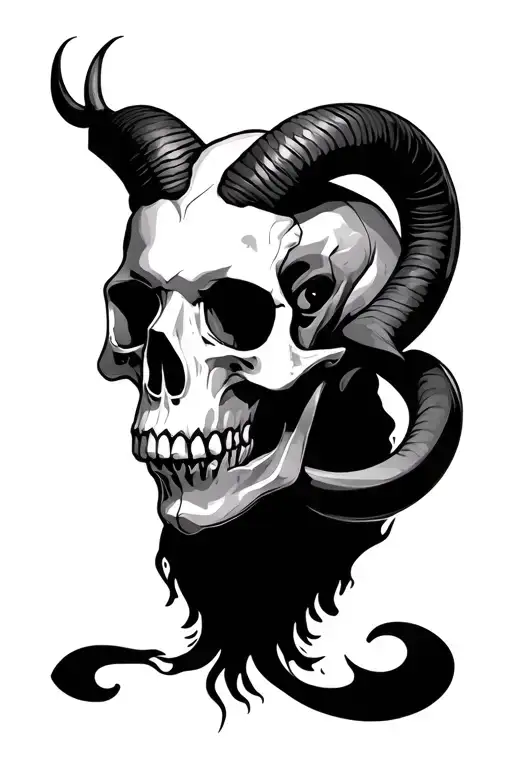 Skull And Aries Zodiac