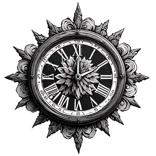 Round Clock In Scandinavian Style Carved Viking Ornament