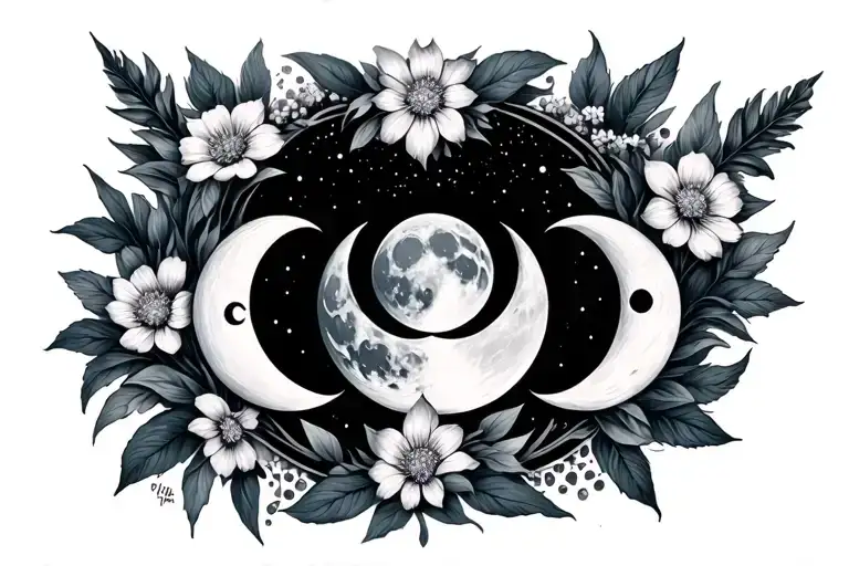 Moon Phases Floral Gemini Sign Incorporated