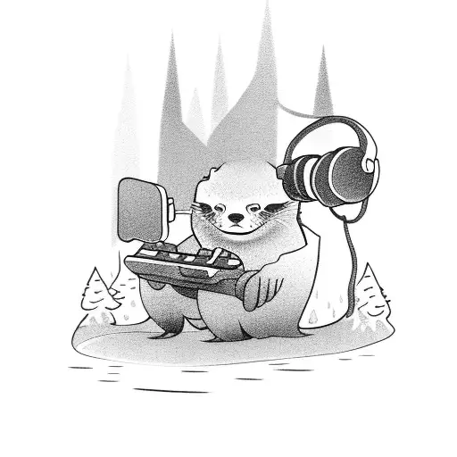 An Otter Playing A Video Game Controller In A Forest Clearing