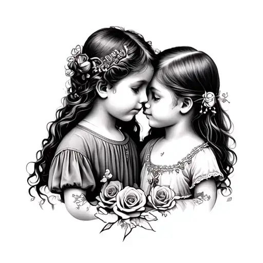 Death Of Two Children Memorial Traditional Style Tattoo Boy Girl