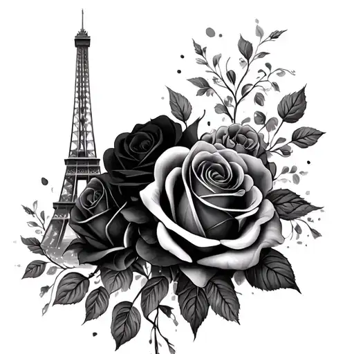 Black Roses And Red Roses And The Eiffel Tower