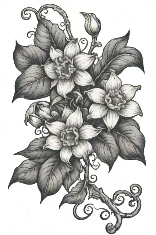 Vine With Daffodil And Rose