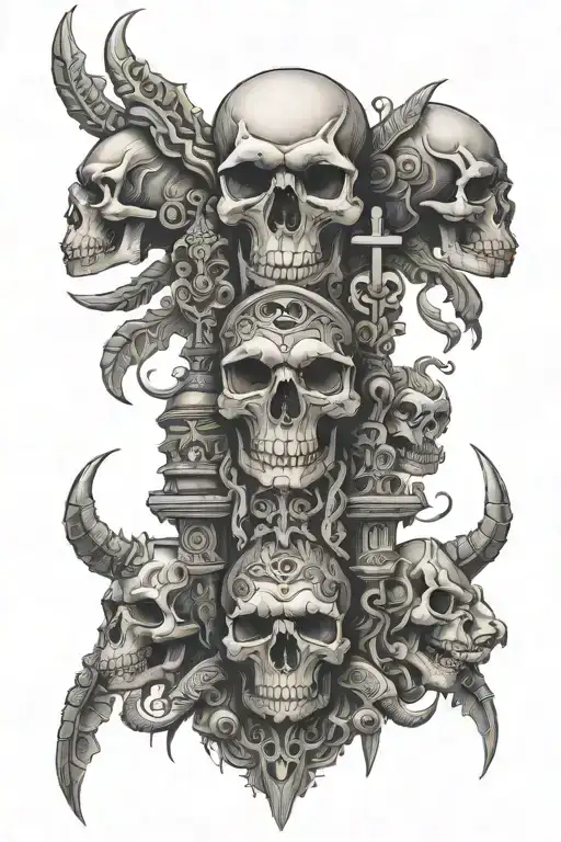Totem Pole Of Animal Skulls Representing Dark Periods