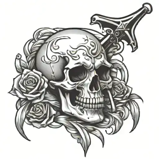 Skull With Scythe