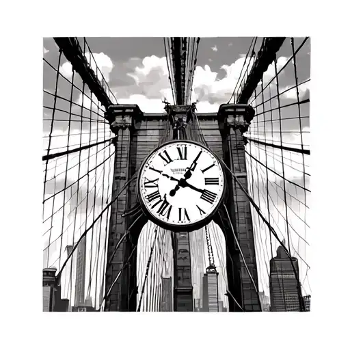 Brooklyn Bridge New York City Justice Clock Time Intertwined