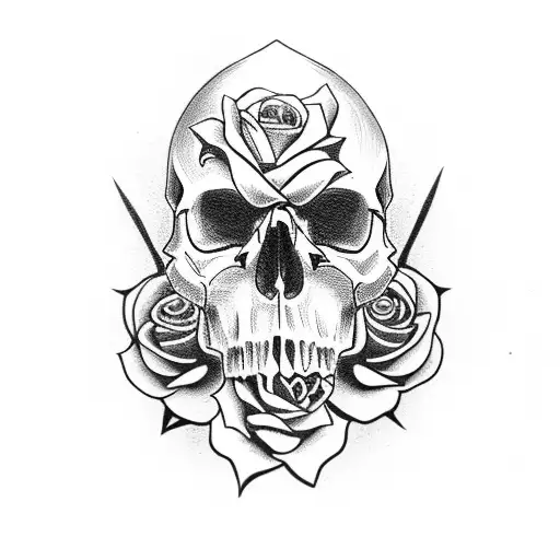 Skull And Flowers Upper Arm For Woman