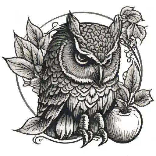 Owl On An Apple