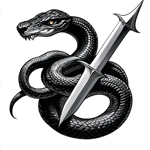 Snake With Sword Piercing