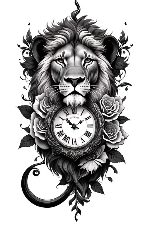 Lion Rose And Clock