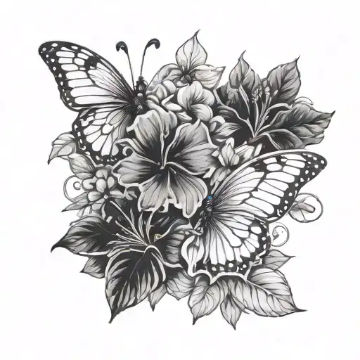 Angel Number 7 Butterflies Hibiscus Evileye