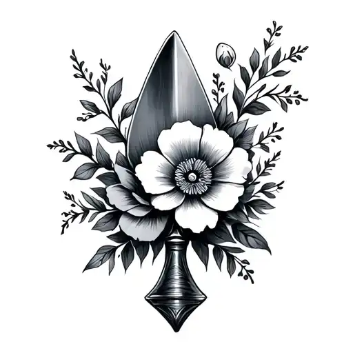 Floral Tattoo Design Wrapped Around A Spade