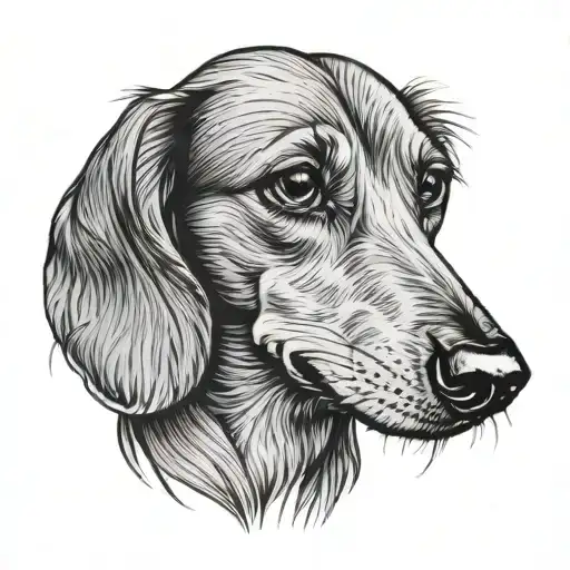 Sketch Dachshund Smooth Line Work Tattoo Design